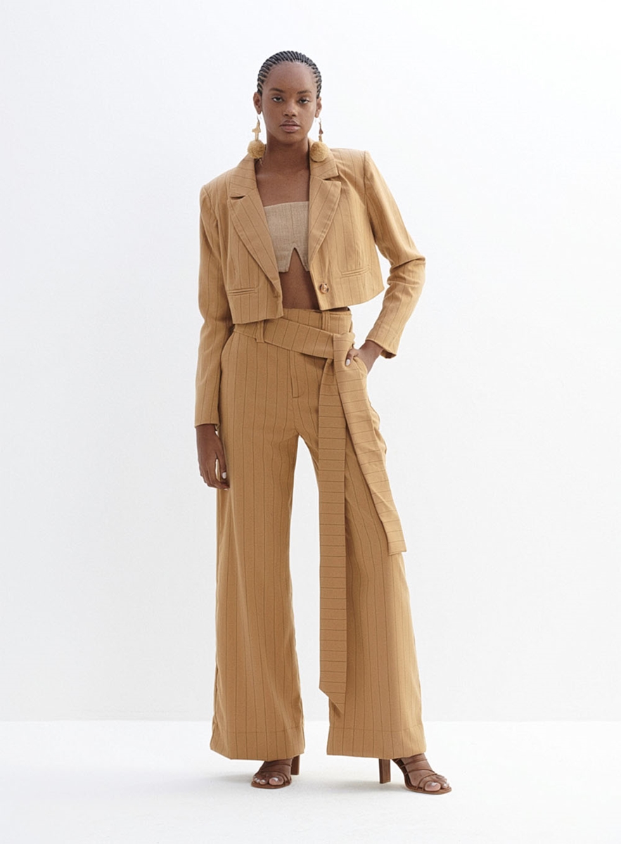 Calça alfaiataria listrada online