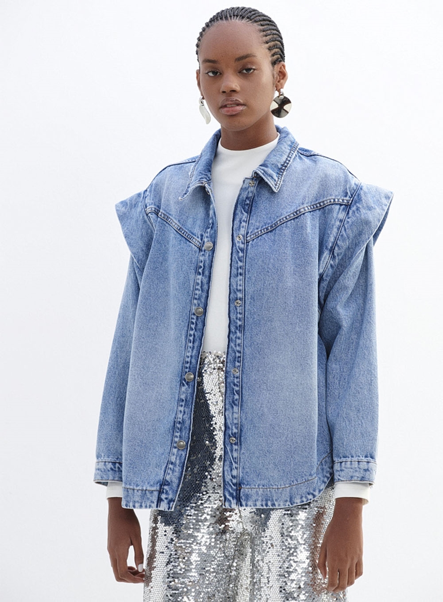Camisa jeans oversized discount