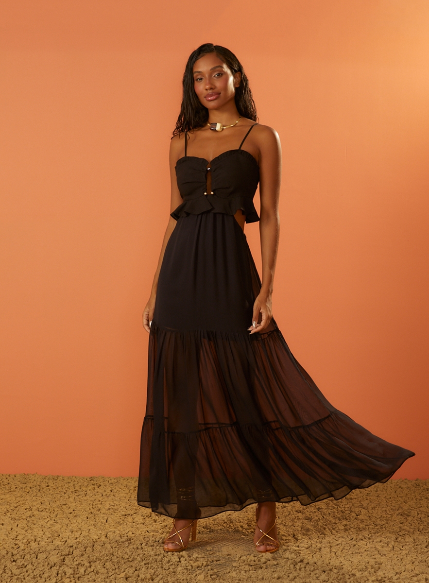 Vestido preto hot sale linho
