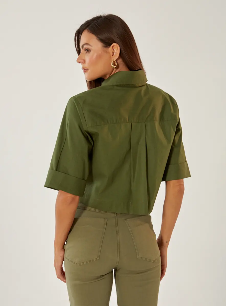 Camisa Alfaiataria Com Bolsos Verde Souisy