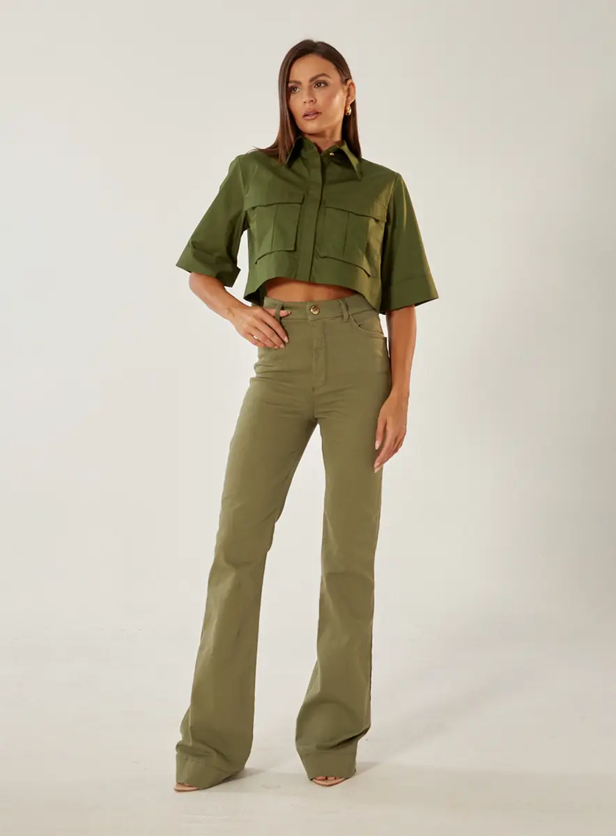 Camisa Alfaiataria Com Bolsos Verde Souisy