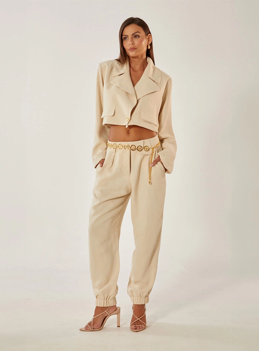 Calça Comfort Alfaiataria Bege Souisy