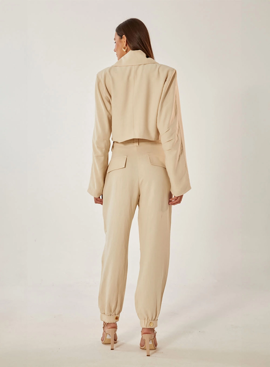 Calça Comfort Alfaiataria Bege Souisy