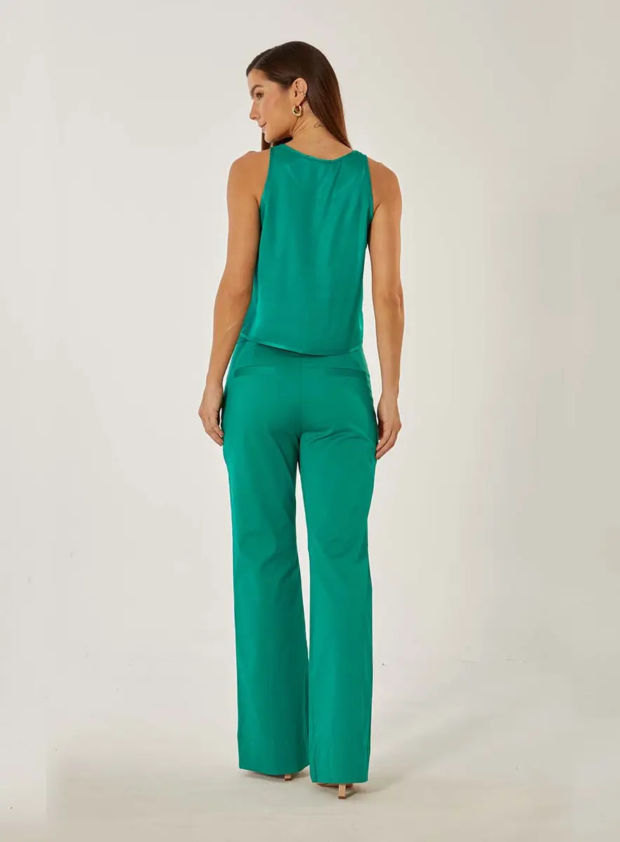 Calça Reta Alfaiataria Verde Souisy