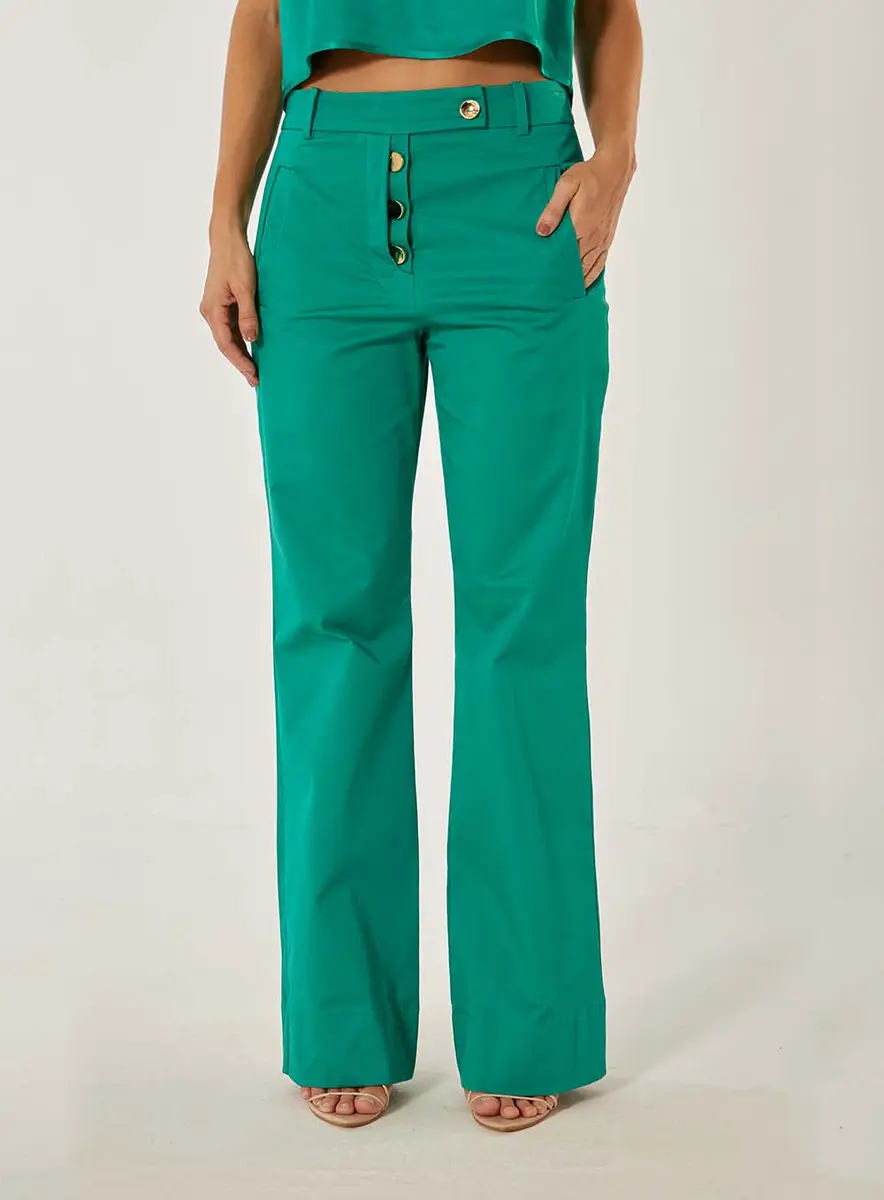 Calça Reta Alfaiataria Verde Souisy