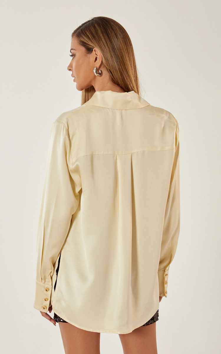 Camisa Alfaiataria Acetinada Amarelo Souisy