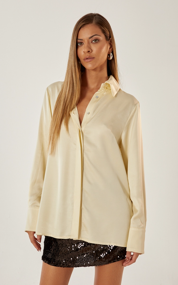 Camisa Alfaiataria Acetinada Amarelo Souisy