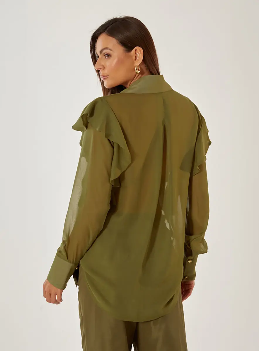 Camisa Basic Comfort Com Transparência Verde Souisy