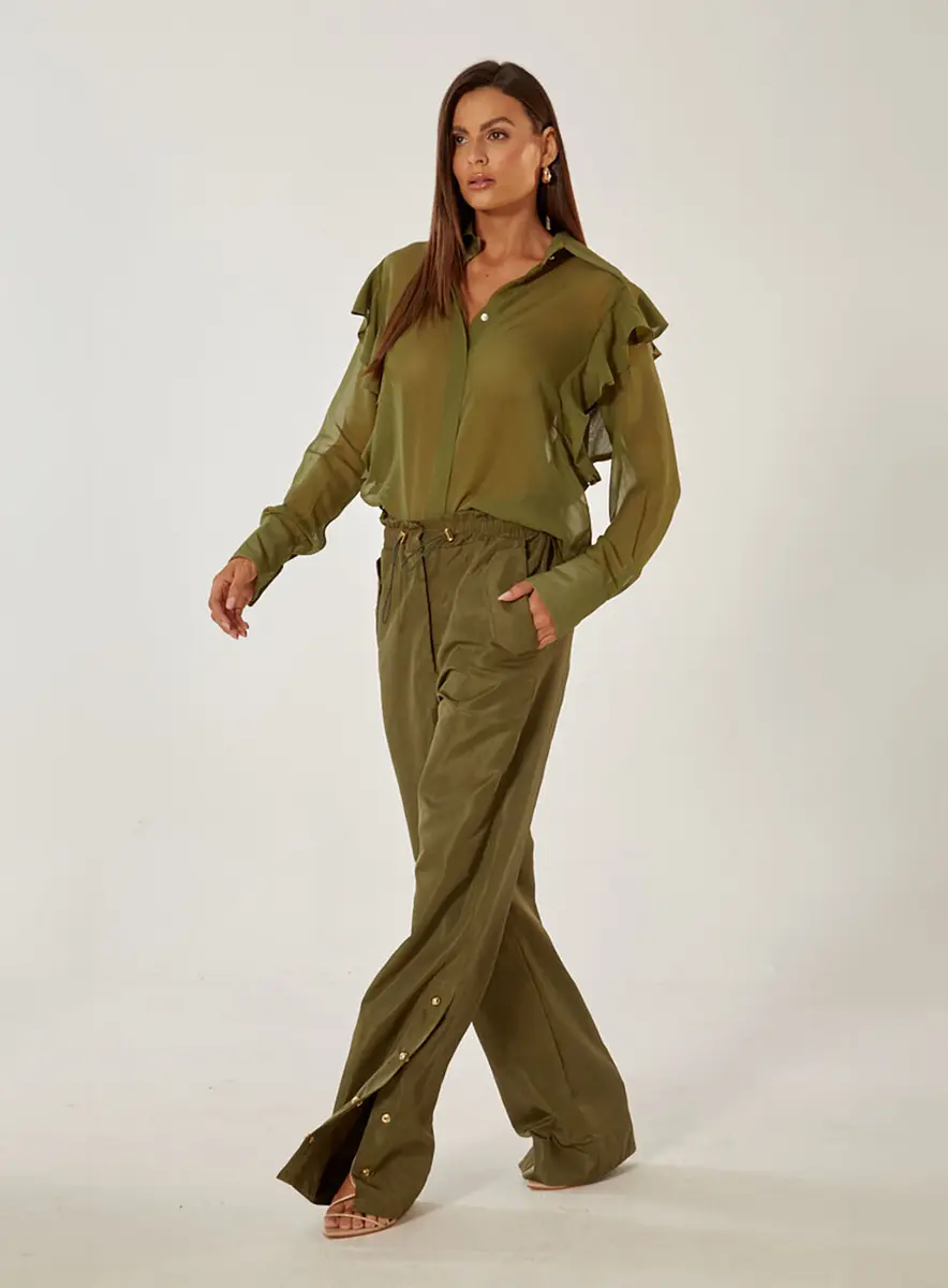 Camisa Basic Comfort Com Transparência Verde Souisy