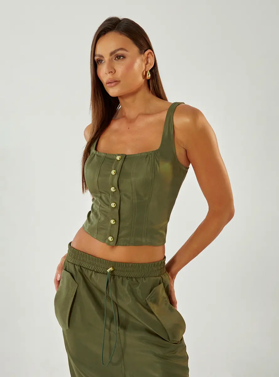 Top Slim Com Botões Verde Souisy
