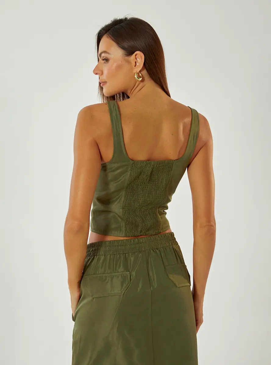 Top Slim Com Botões Verde Souisy