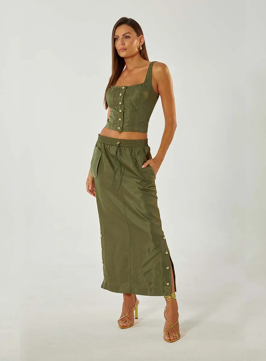 Top Slim Com Botões Verde Souisy
