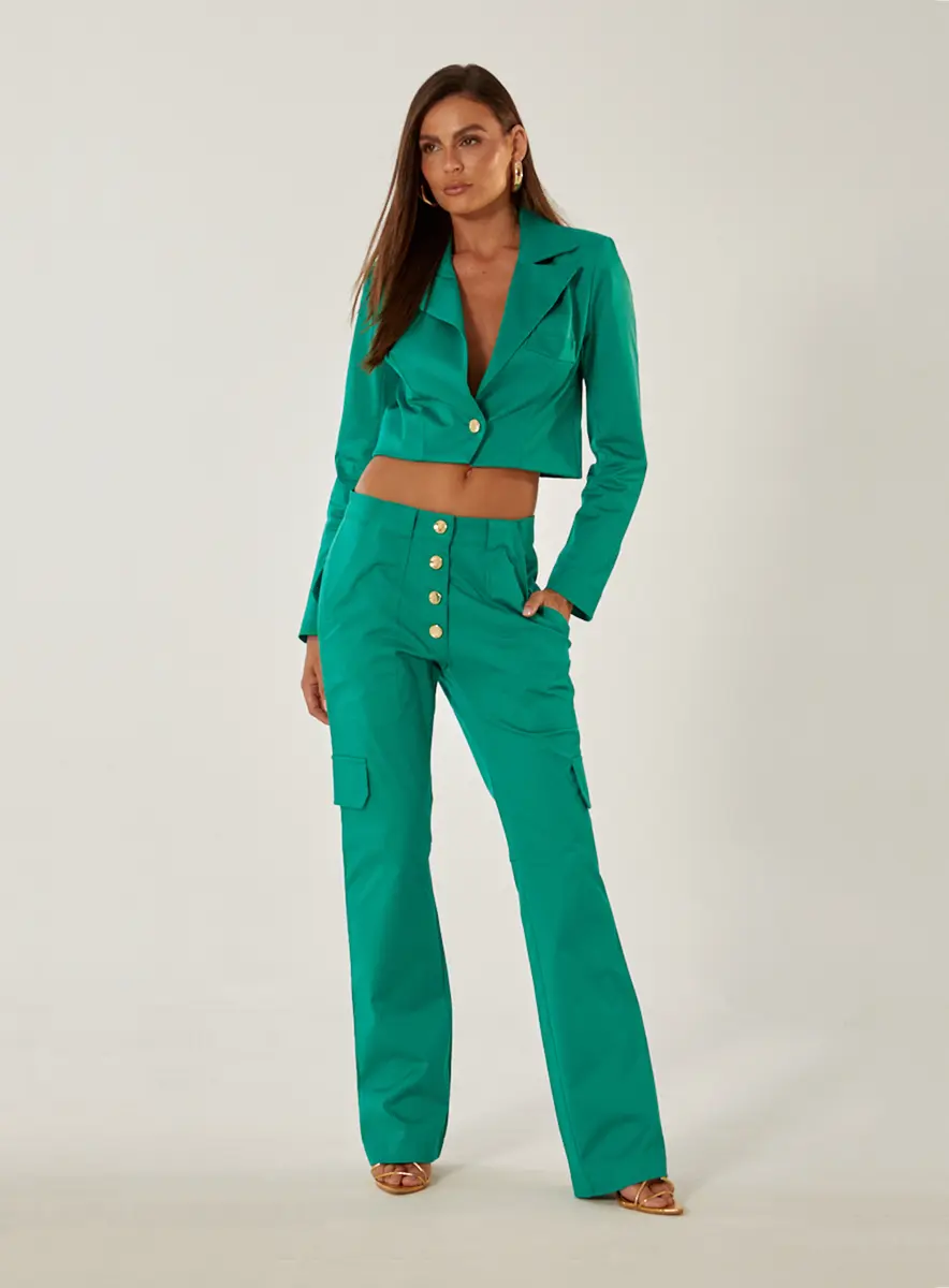 Blazer Curto Alfaiataria Bege Souisy