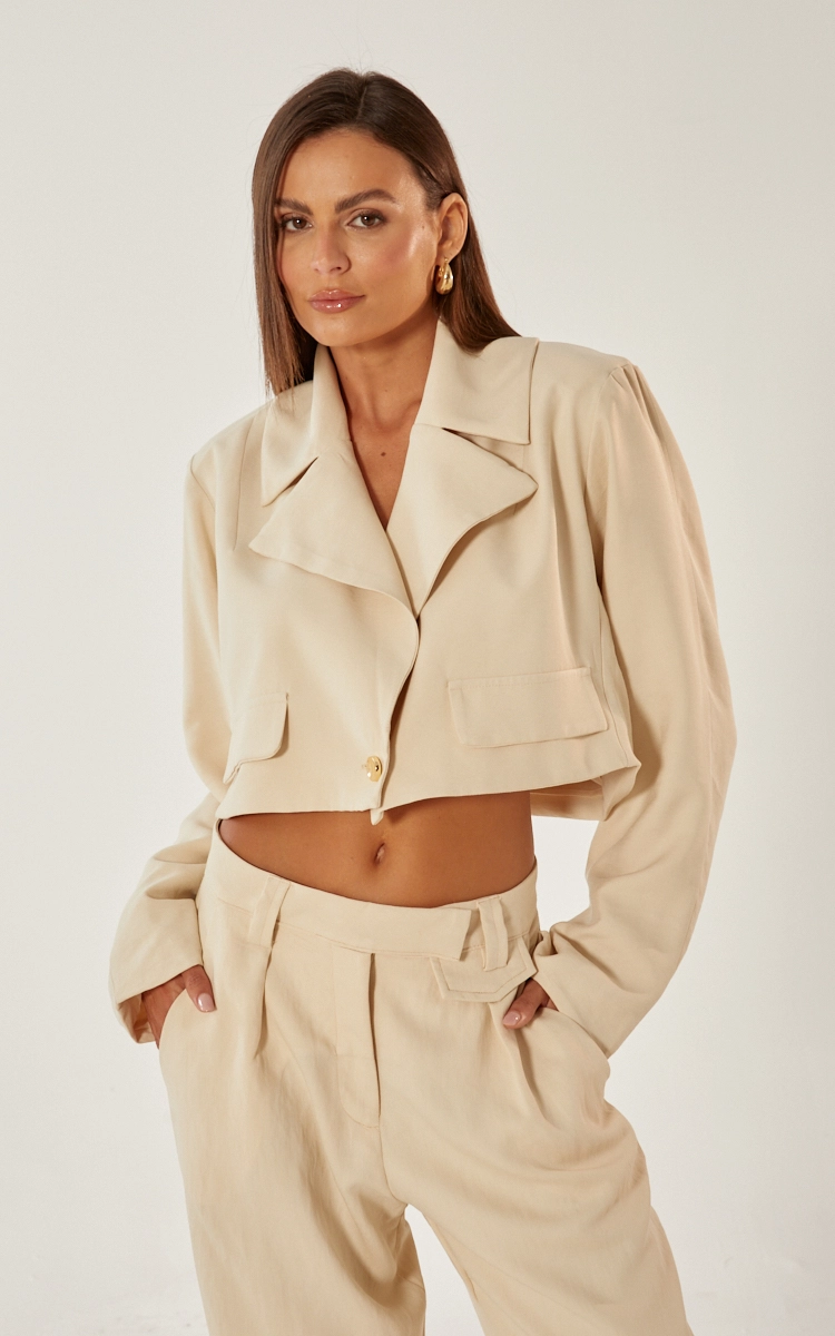 Blazer Cropped Alfaiataria Verde Souisy