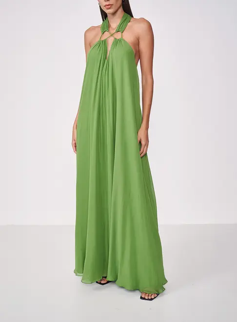 Vestido Longo Godê Com Alças LCECCI