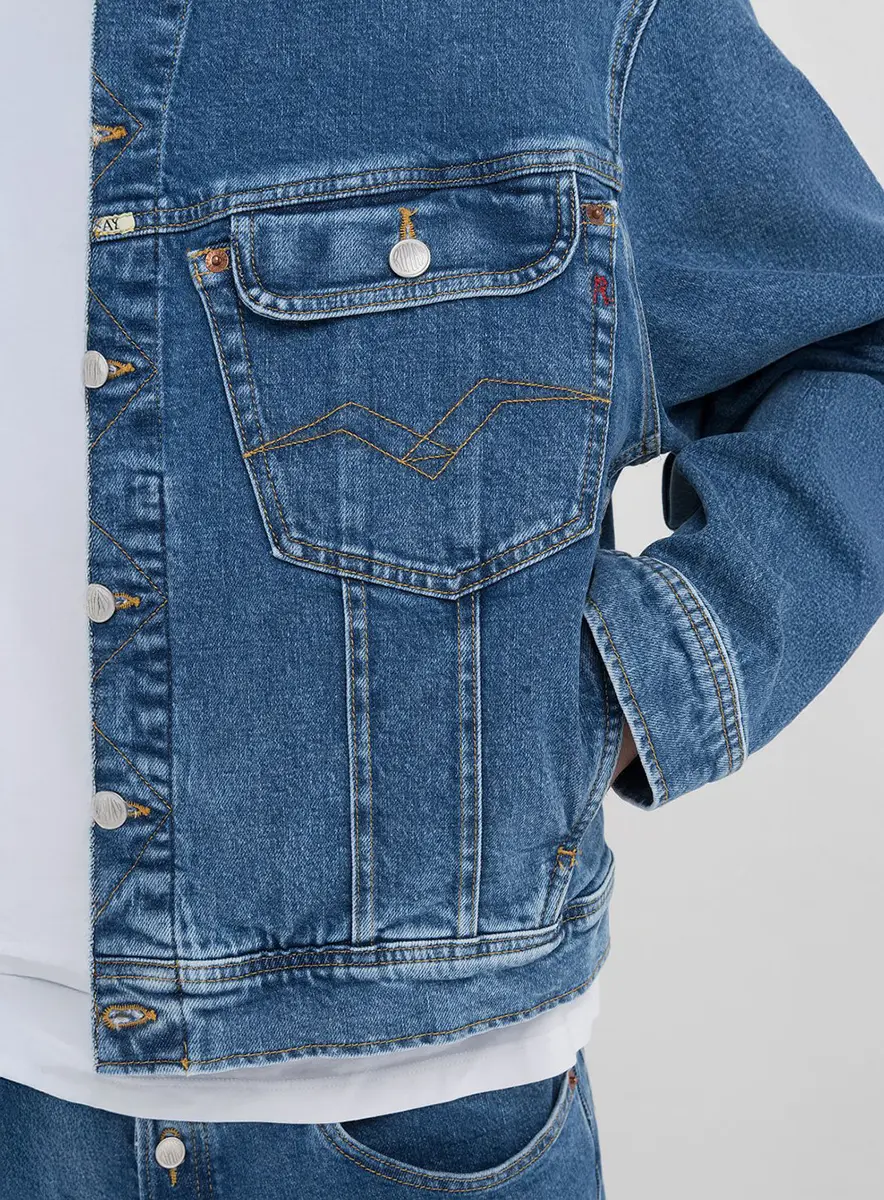 Jaqueta Masculina Jeans Clássica Índigo Médio Lcecci