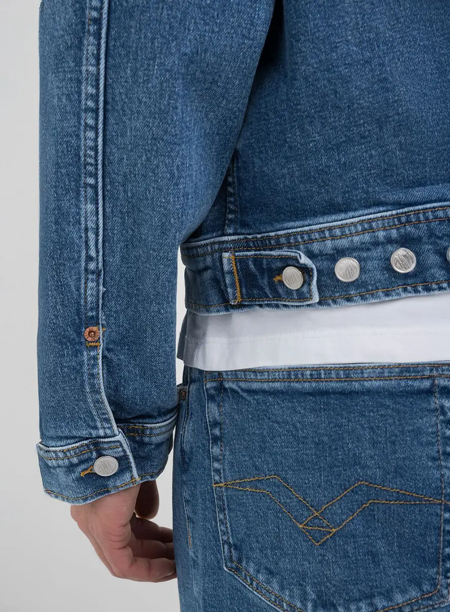 Jaqueta Masculina Jeans Clássica Índigo Médio Lcecci