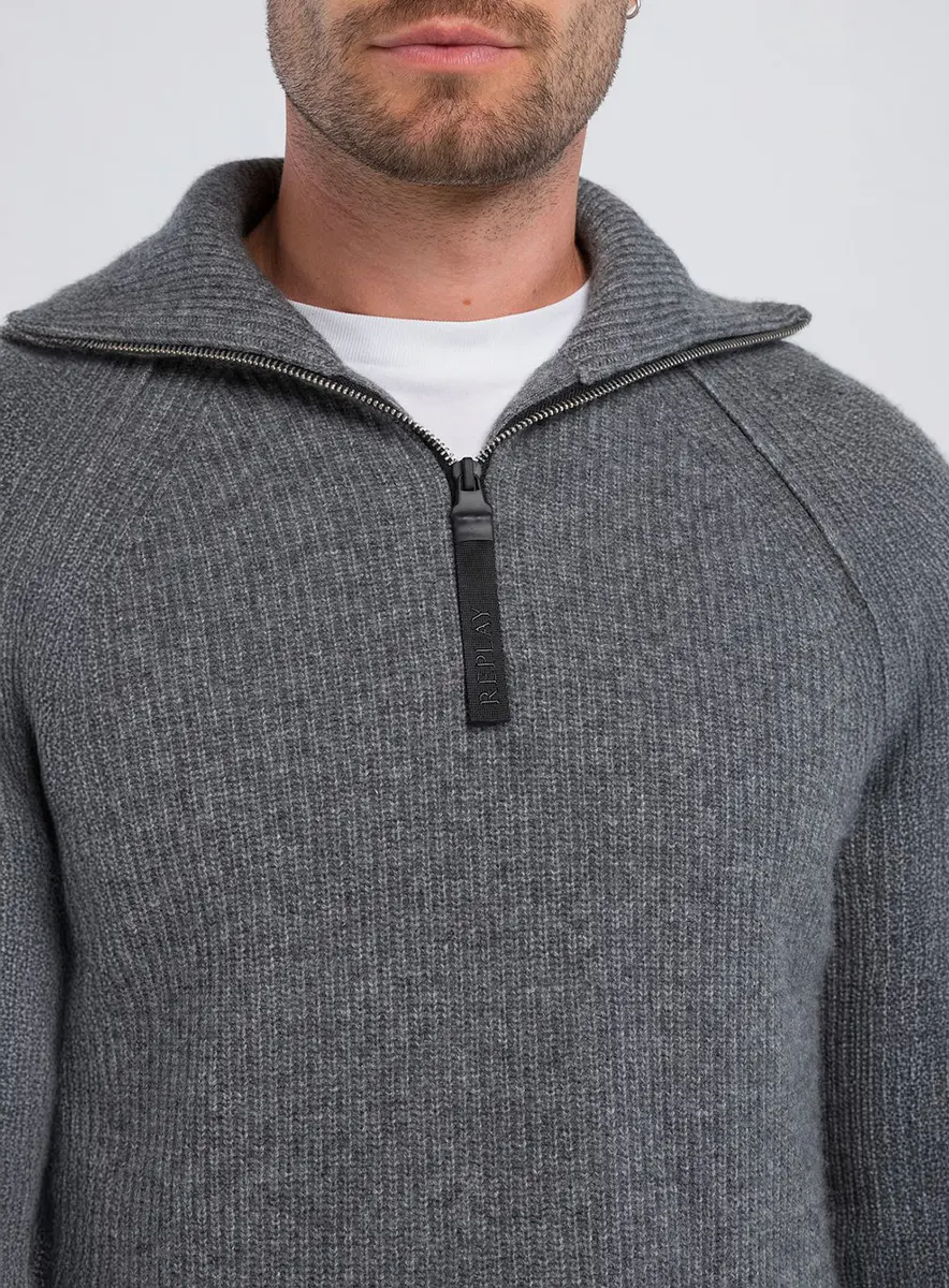 Suéter Masculino Canelado Gola Alta Marrom Espresso Lcecci