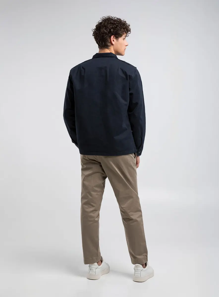 Camisa Masculina Utilitária Reta Azul Pangera Lcecci