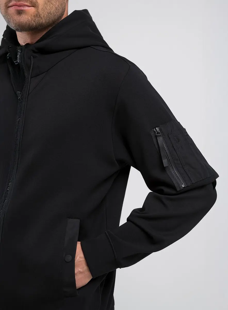 Jaqueta Masculina Corte Reto Com Capuz Preto Lcecci
