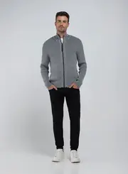 Jaqueta Masculina Malha Canelada Estruturada