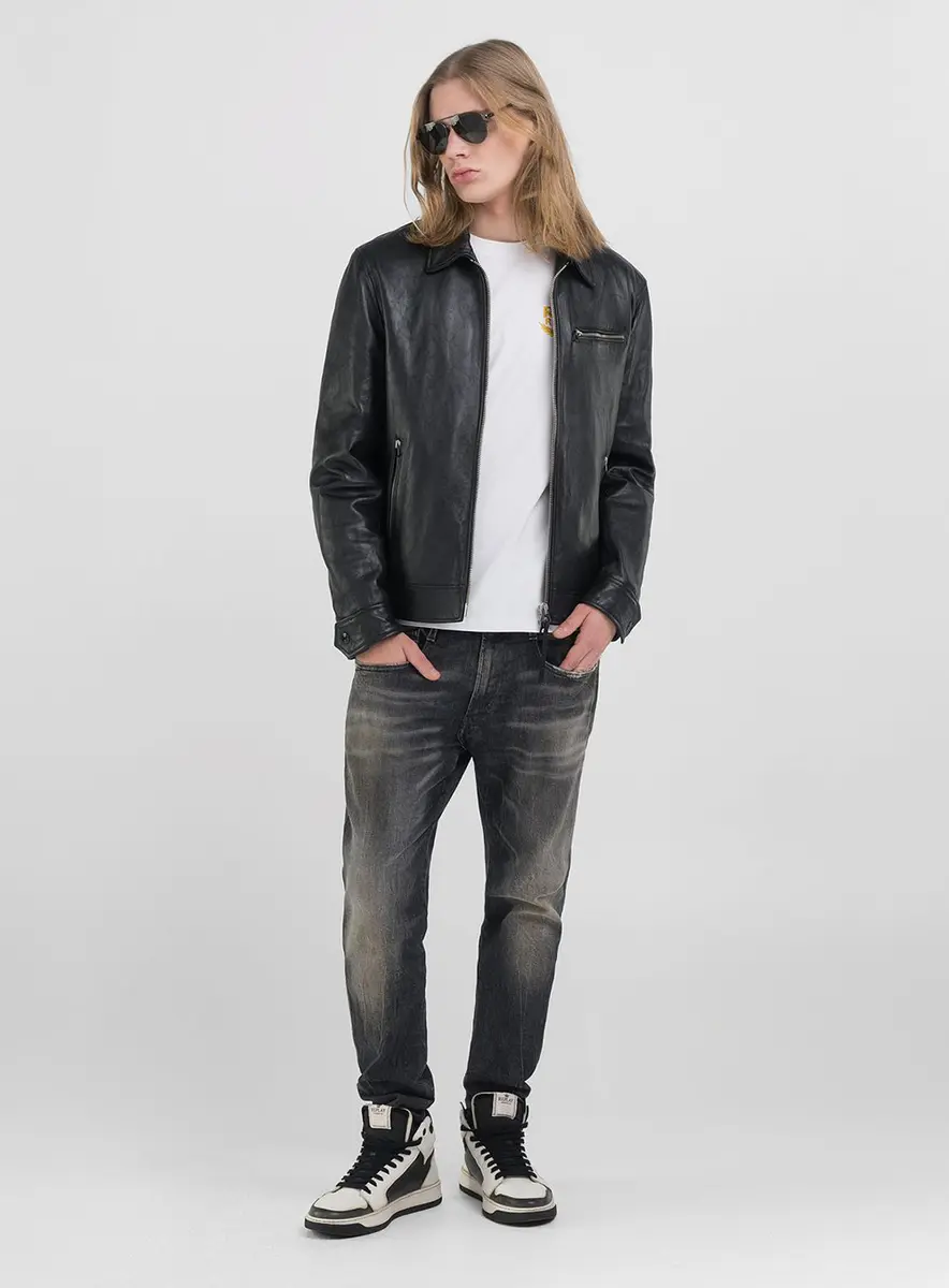 Jaqueta Masculina Couro Roadster Preto Lcecci