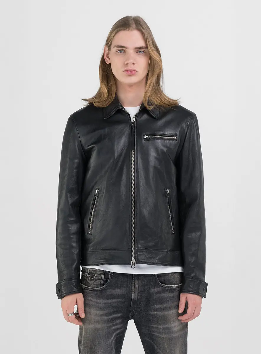 Jaqueta Masculina Couro Roadster Preto Lcecci