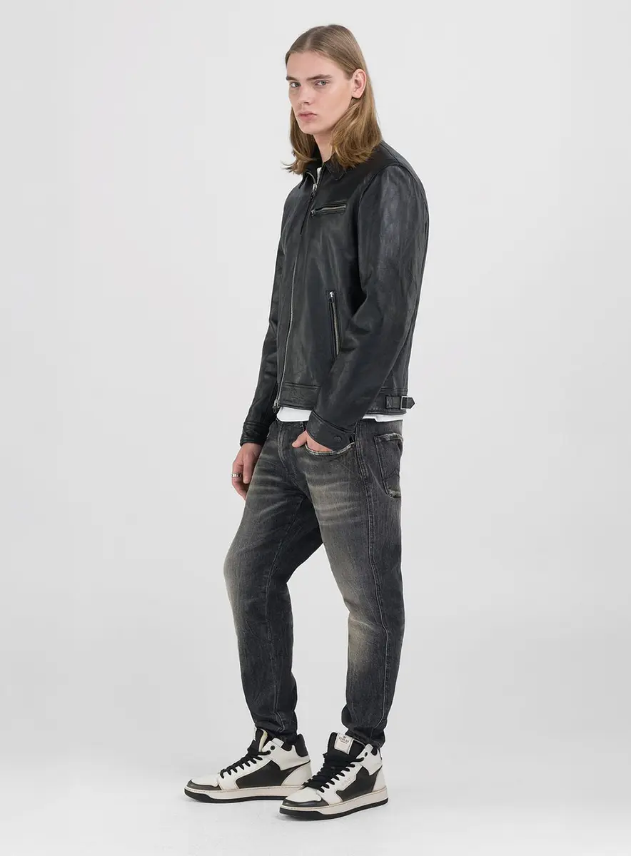 Jaqueta Masculina Couro Roadster Preto Lcecci