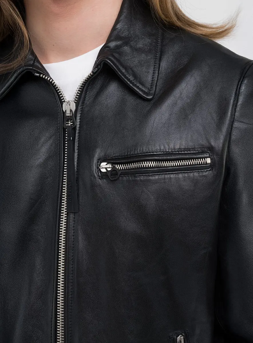 Jaqueta Masculina Couro Roadster Preto Lcecci