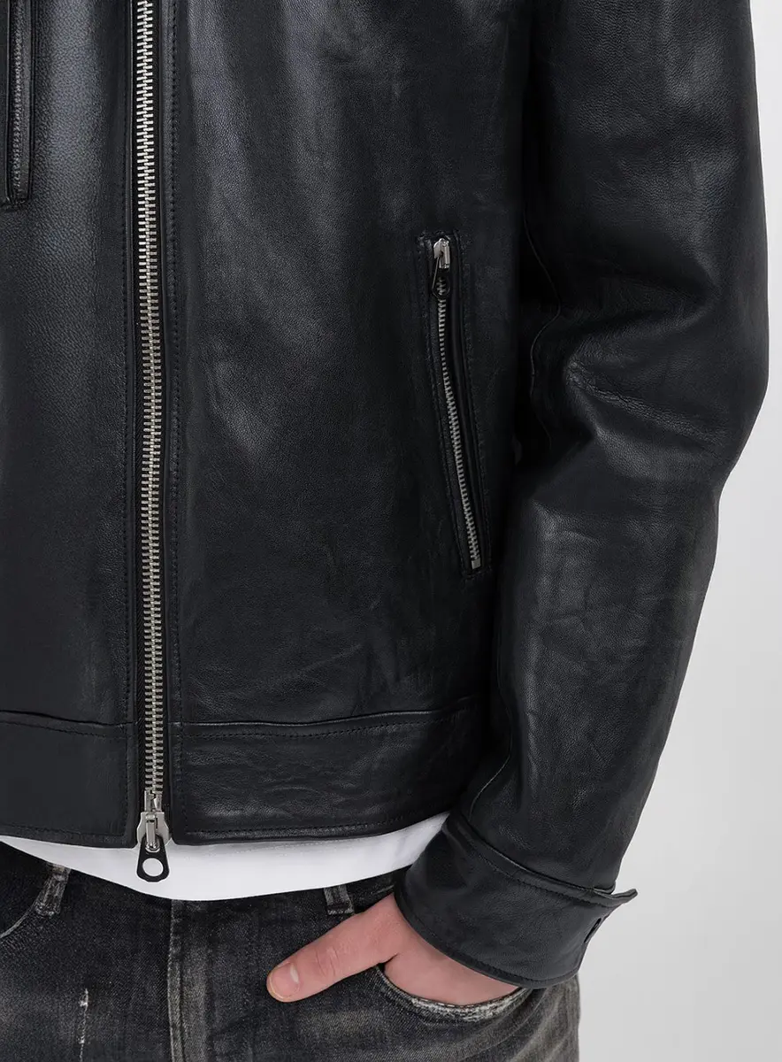 Jaqueta Masculina Couro Roadster Preto Lcecci