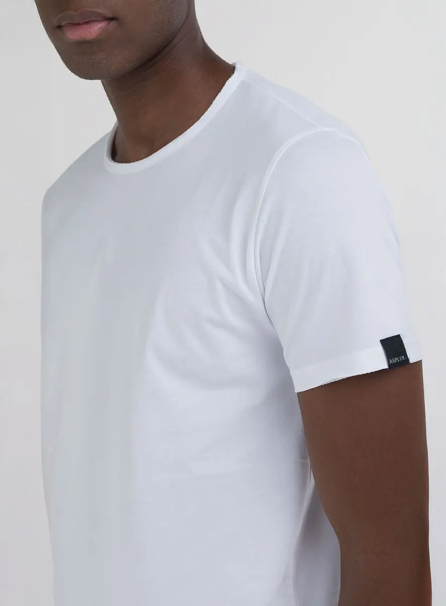 Camiseta Masculina Ajustada Gola Ampla Branco Lcecci