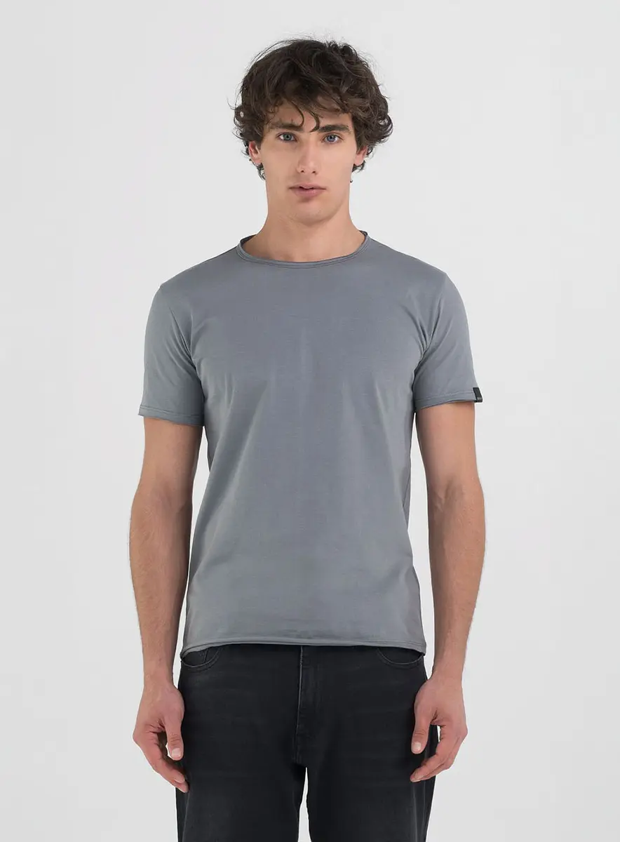 Camiseta Masculina Ajustada Gola Ampla Branco Replay