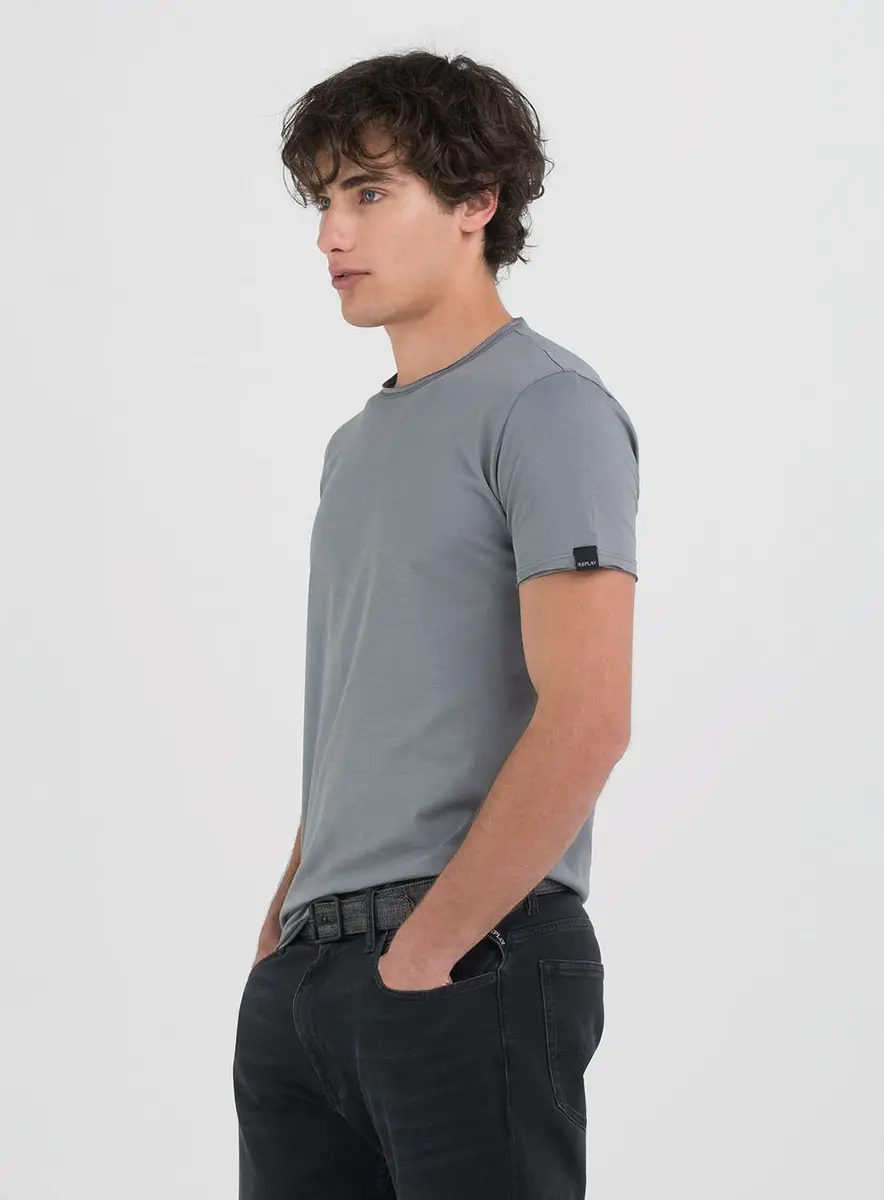 Camiseta Masculina Ajustada Gola Ampla Branco Lcecci