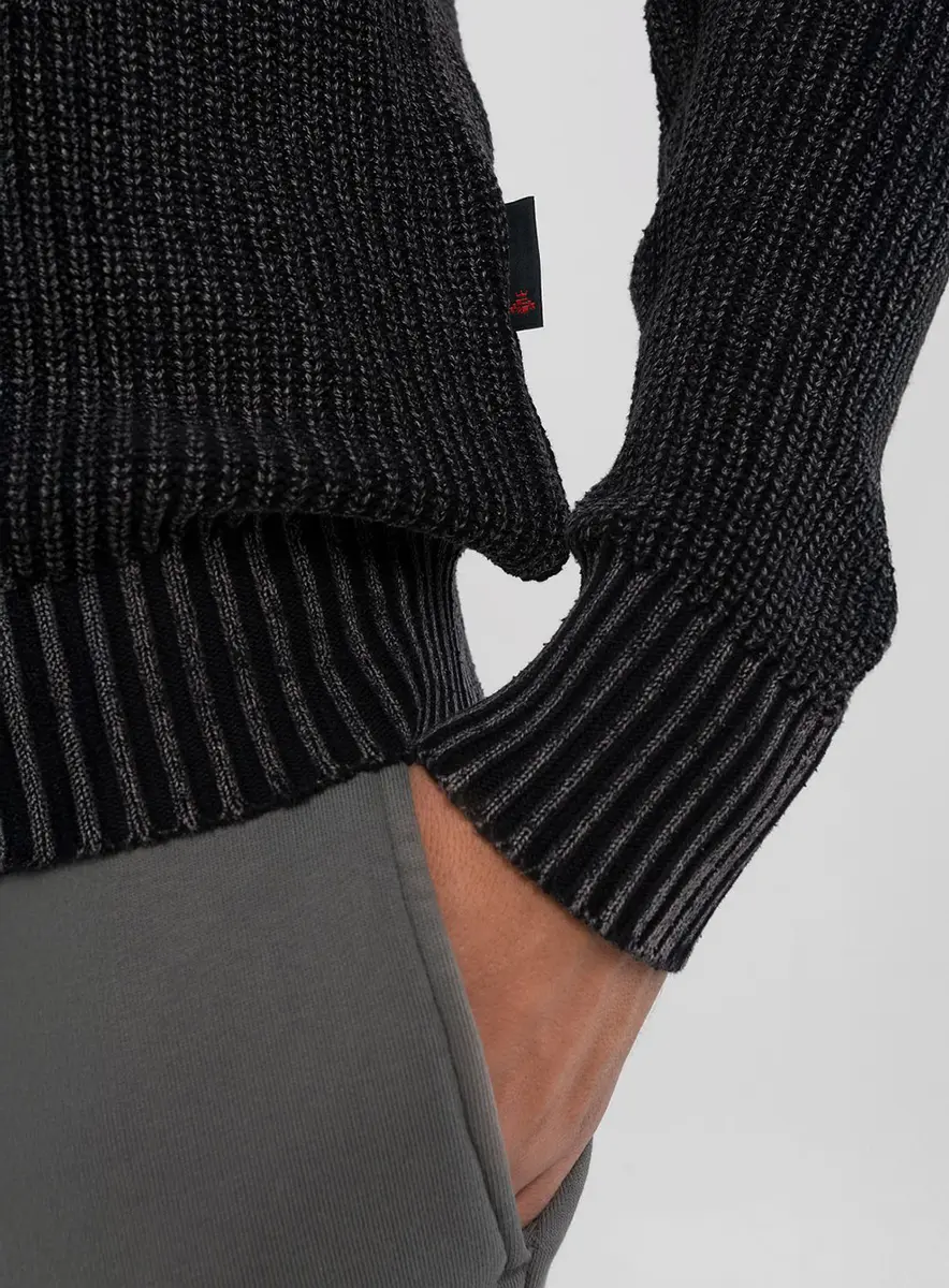 Suéter Masculino Canelado Efeito Stone Preto Lcecci