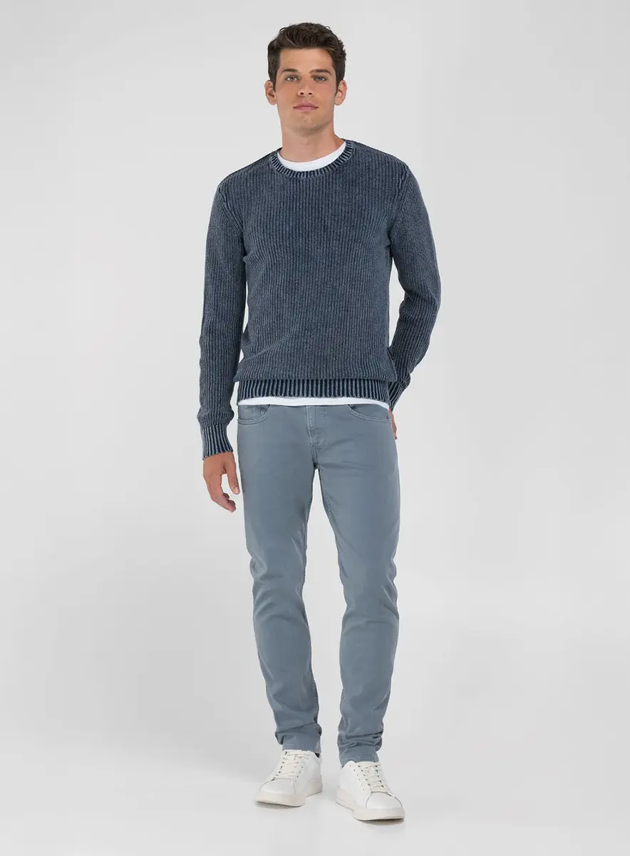 Suéter Masculino Canelado Efeito Stone Preto Lcecci