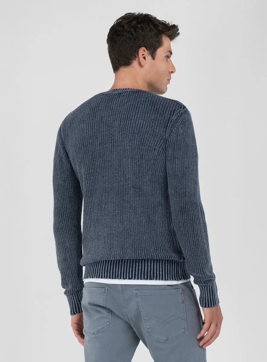 Suéter Masculino Canelado Efeito Stone Preto Lcecci