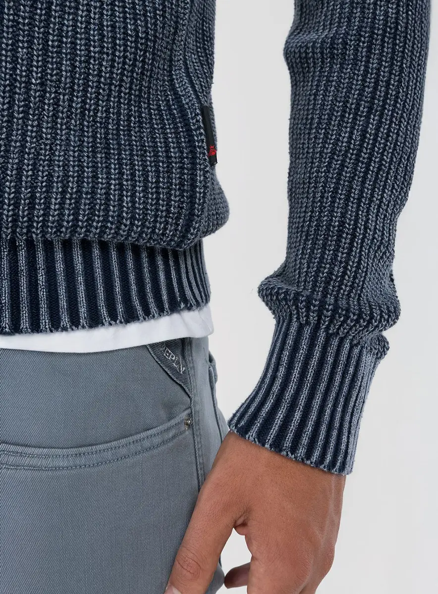 Suéter Masculino Canelado Efeito Stone Preto Lcecci