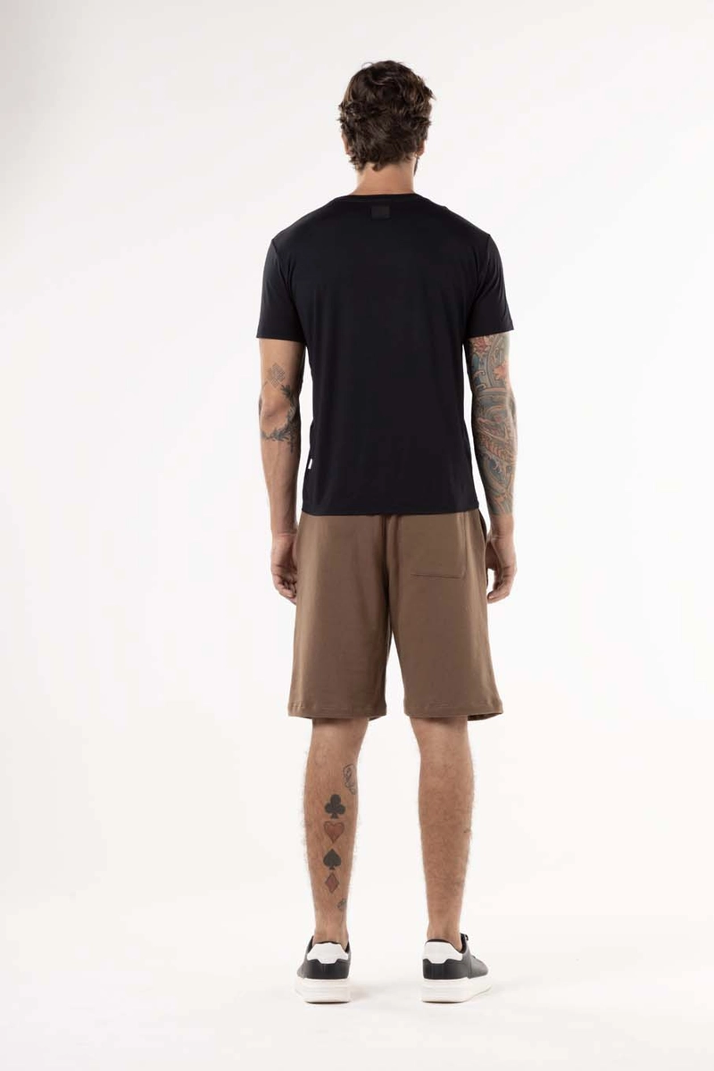 Bermuda Moletom Slim Preto Lcecci