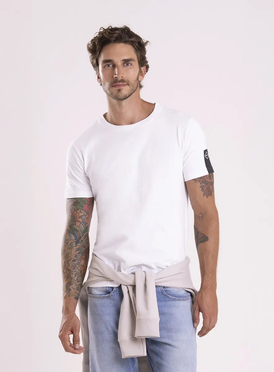 Camiseta Masculina Slim Manga Curta Branco Replay