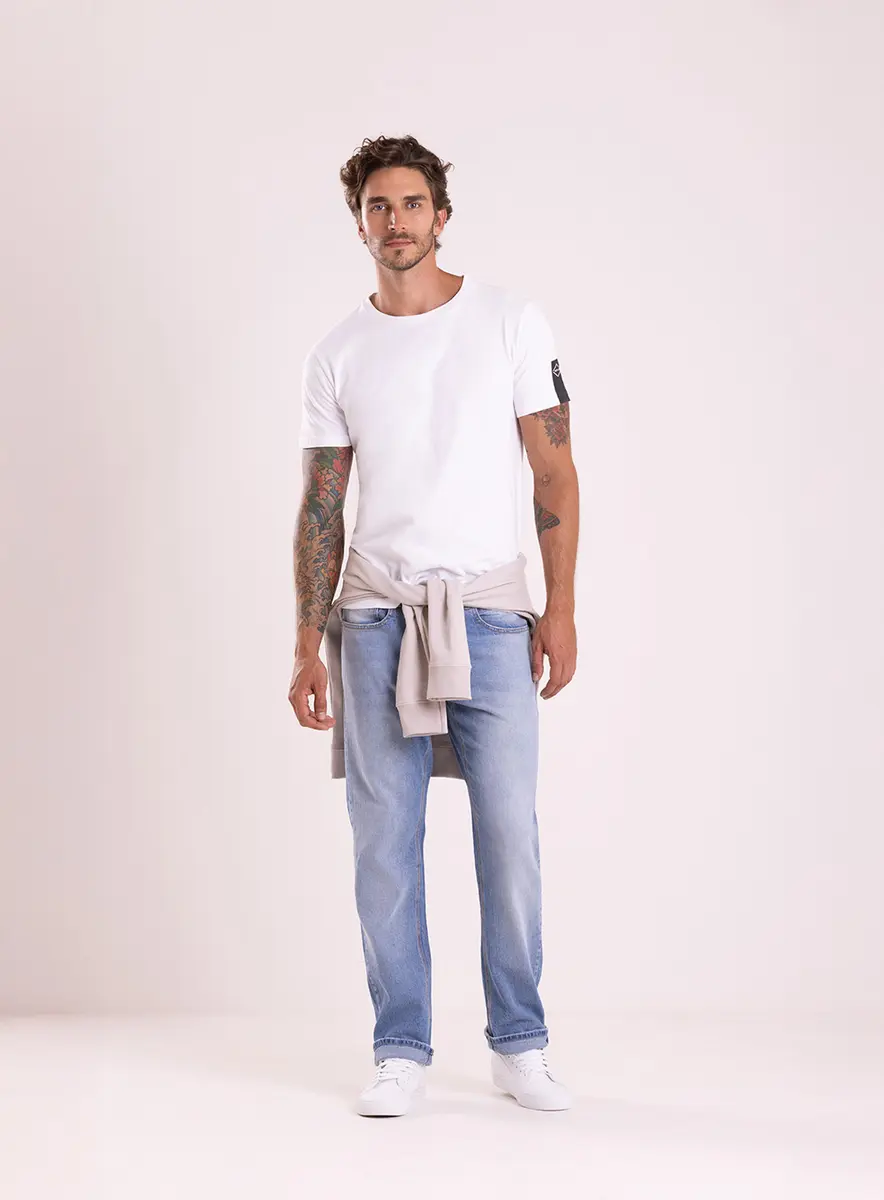 Camiseta Masculina Slim Manga Curta Branco Lcecci