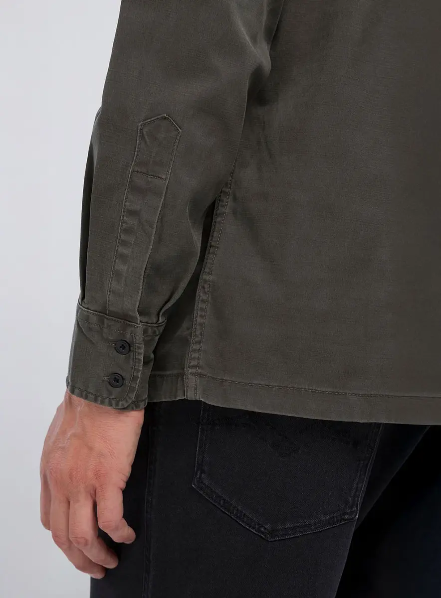 Camisa Manga Longa Reta E Bolsos Frontais Azul Lcecci