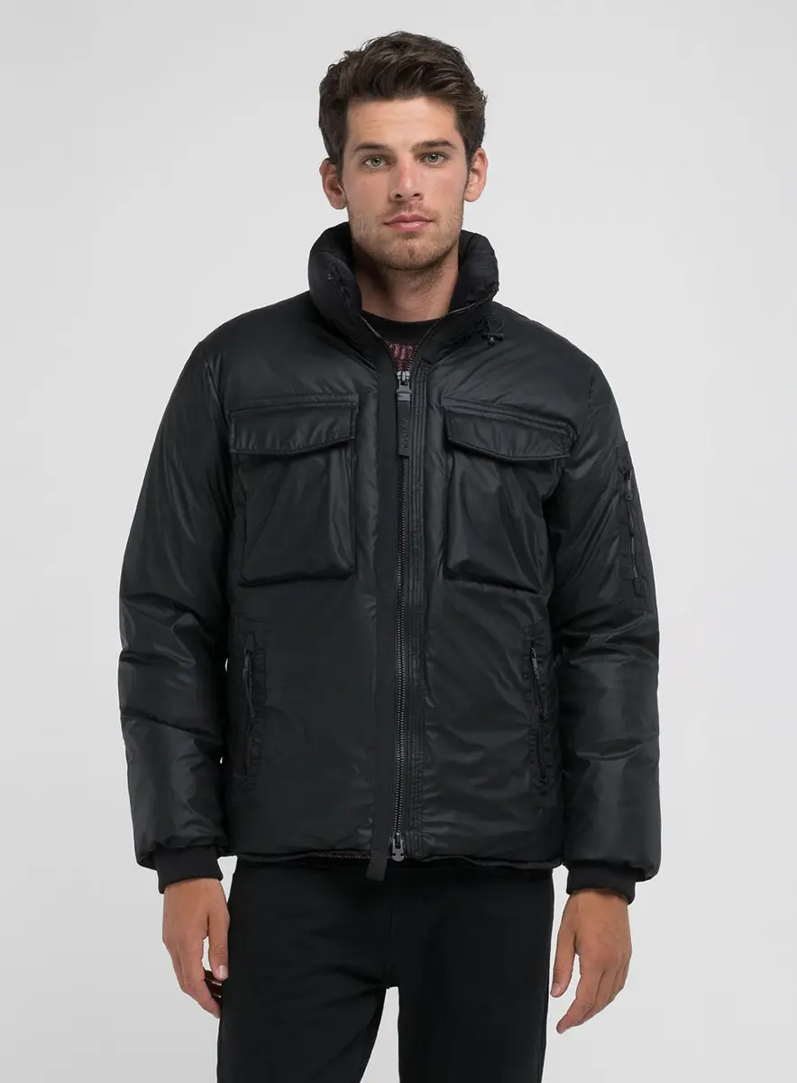 Jaqueta Masculina Puffer Cargo Preto Lcecci
