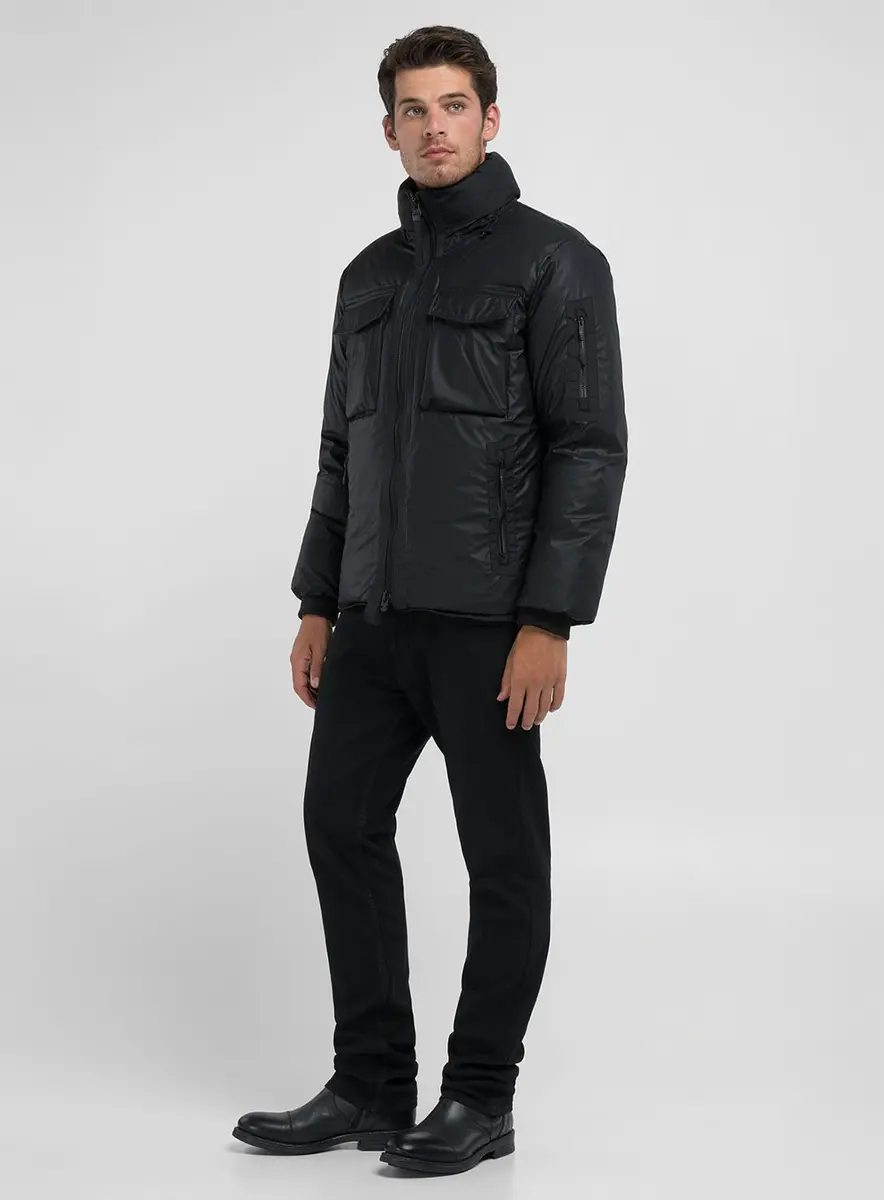 Jaqueta Masculina Puffer Cargo Preto Lcecci