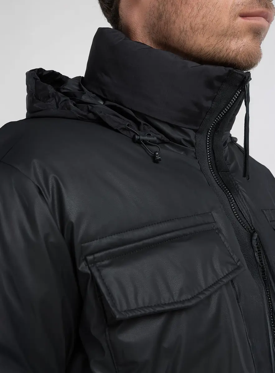 Jaqueta Masculina Puffer Cargo Preto Lcecci