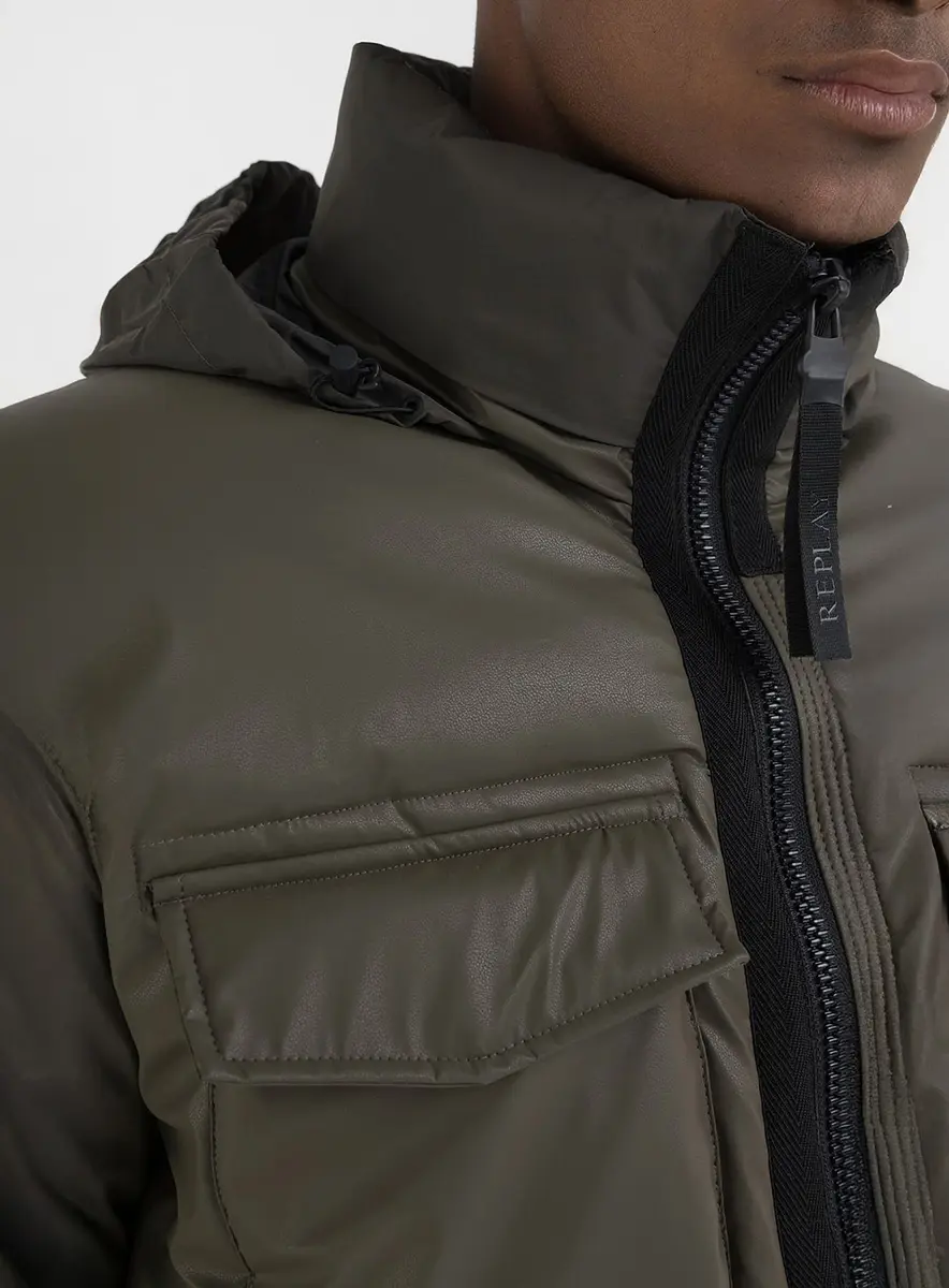 Jaqueta Masculina Puffer Cargo Preto Lcecci