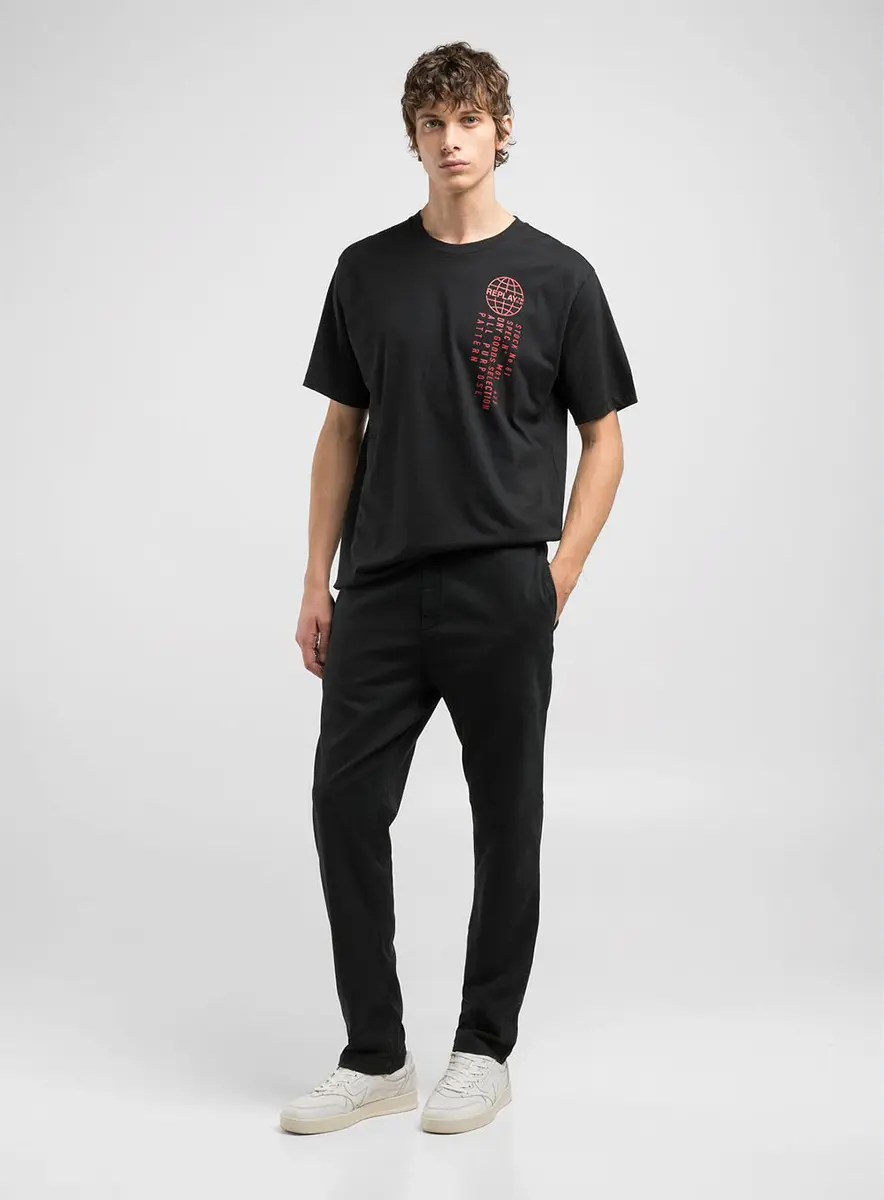 Camiseta Masculina Modelagem Solta Com Estampa Preto Lcecci