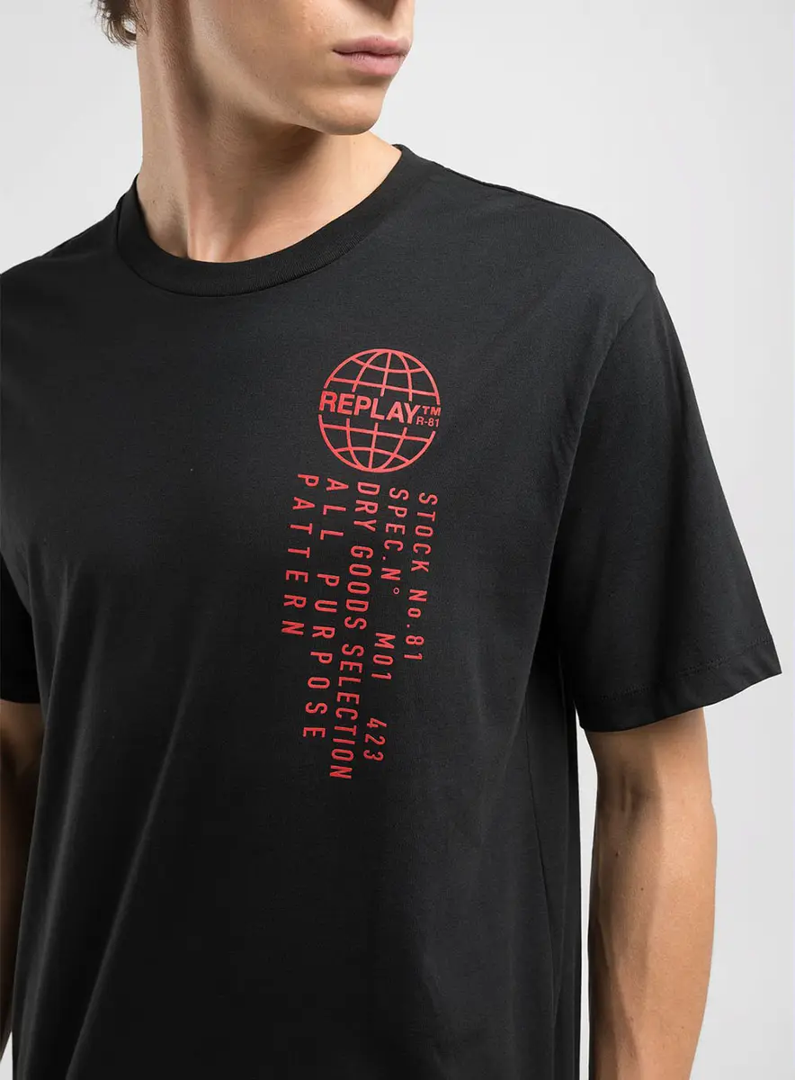 Camiseta Masculina Modelagem Solta Com Estampa Preto Lcecci