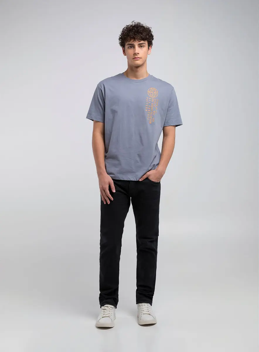 Camiseta Masculina Modelagem Solta Com Estampa Preto Lcecci