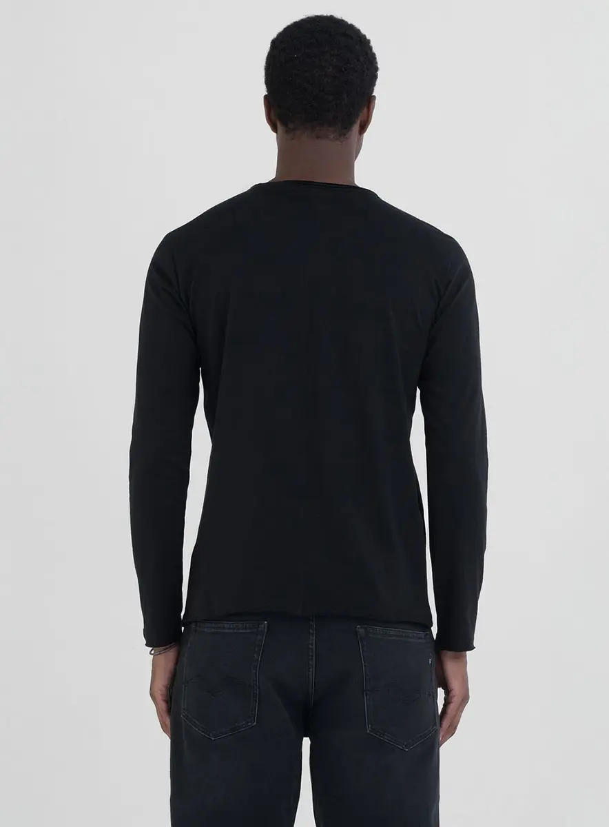Camiseta Manga Longa Reta Preto Lcecci