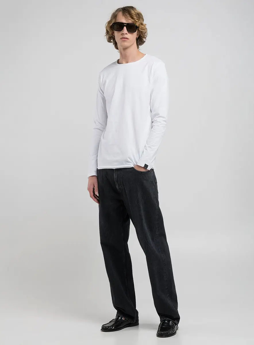 Camiseta Manga Longa Reta Preto Lcecci